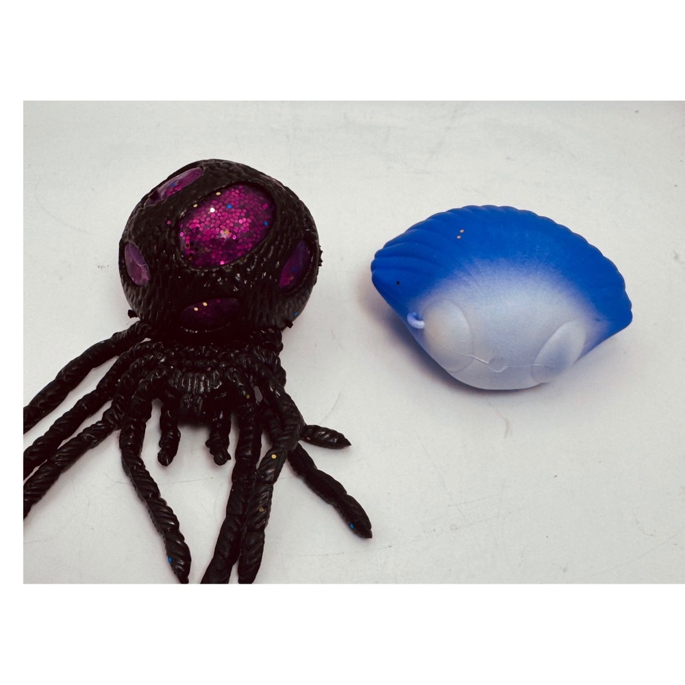 Sensory Fidget Toy Lot Spider Glitter Water‎ Beads and Mermaid Seashell Squishy